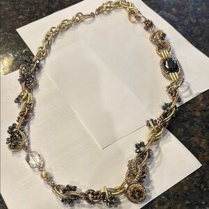 Elegant Gold and Black Beaded Necklace 38 inches chunky